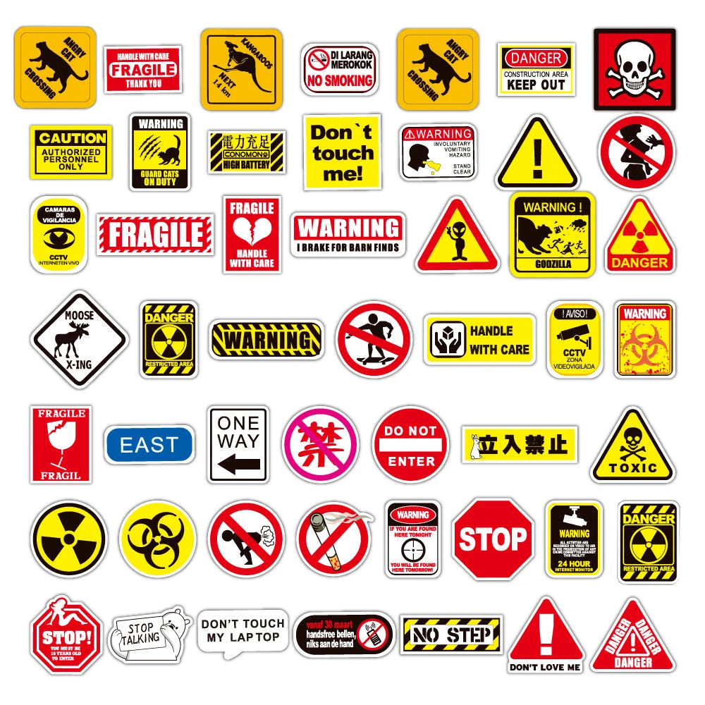 Cartoon Warning Stickers