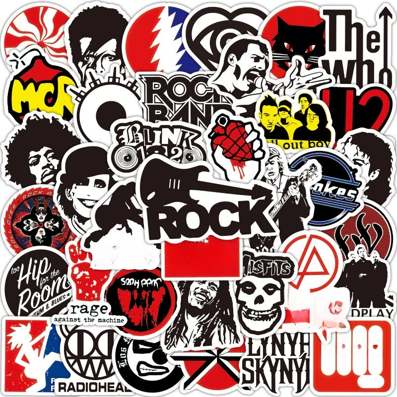 Mixed Classic Rock Band Stickers