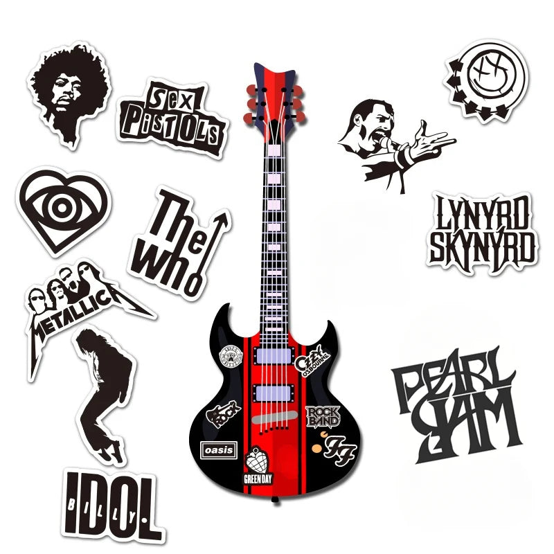 Mixed Classic Rock Band Stickers