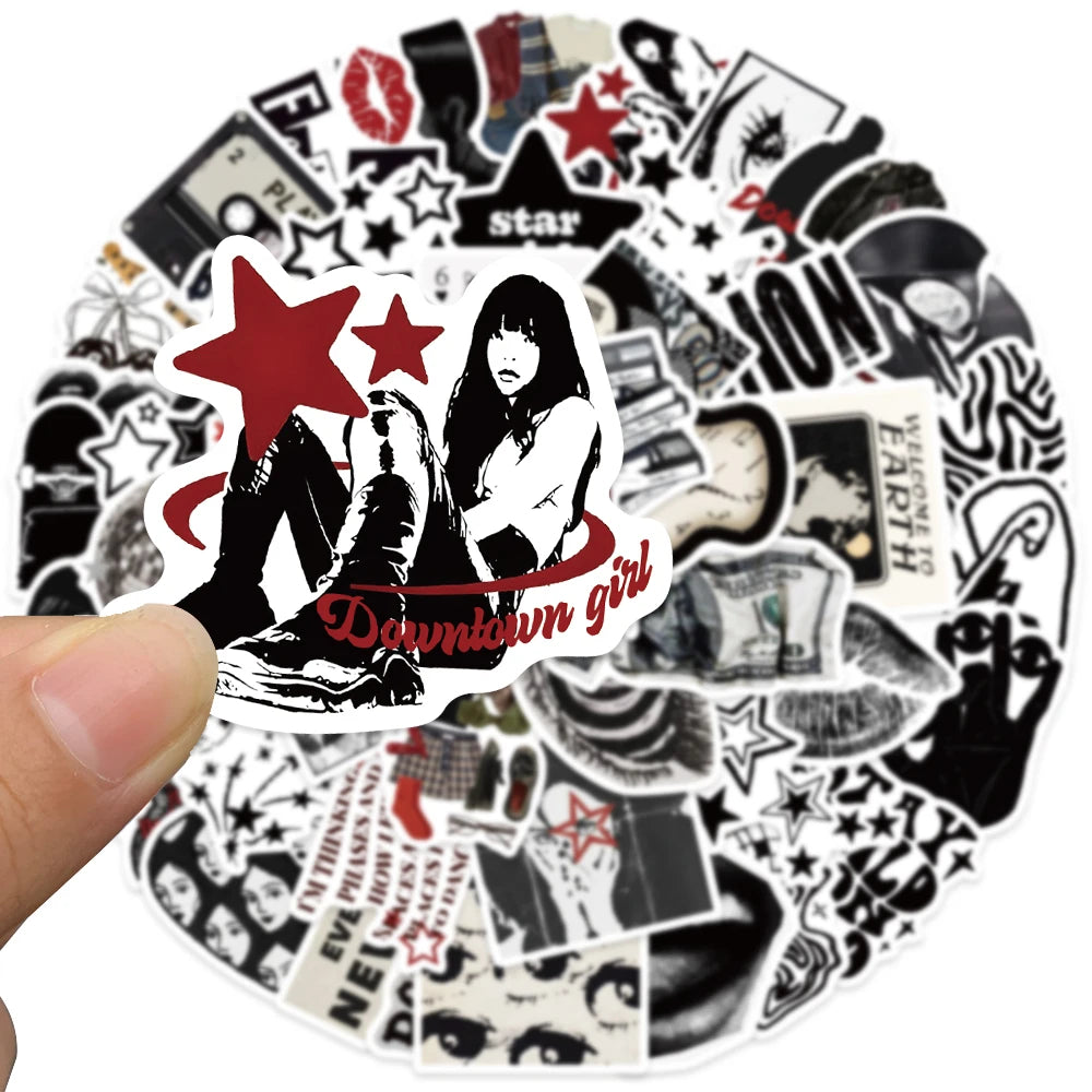 Retro Black and White Y2K Girls Aesthetic Stickers