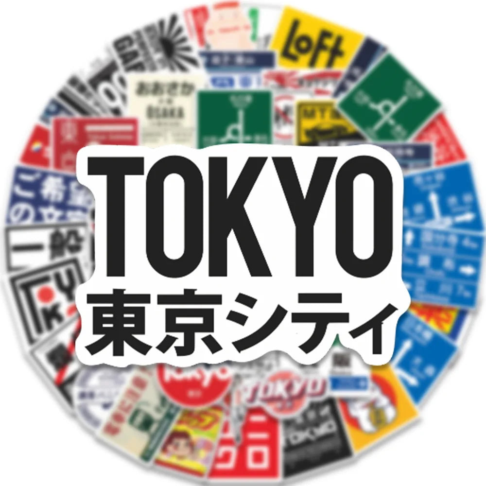 Japanese Stop Sign Logo Stickers