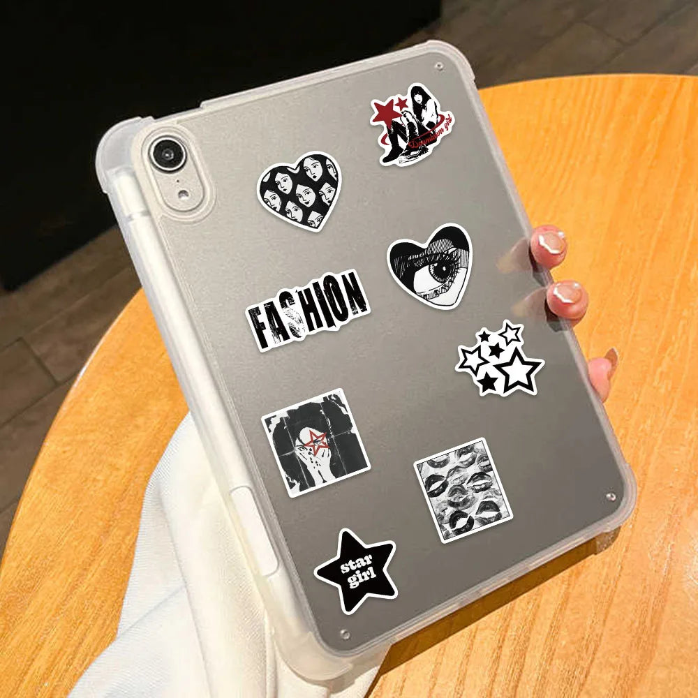 Retro Black and White Y2K Girls Aesthetic Stickers