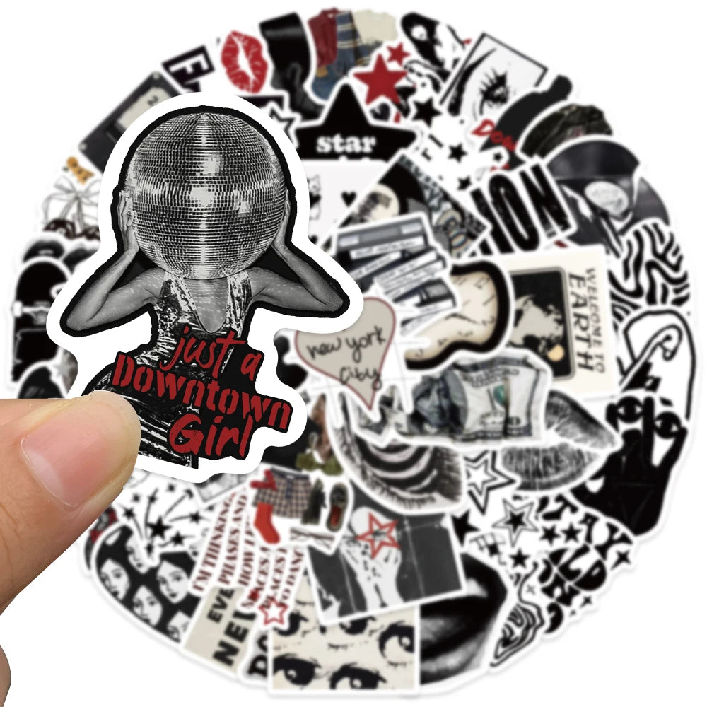 Retro Black and White Y2K Girls Aesthetic Stickers