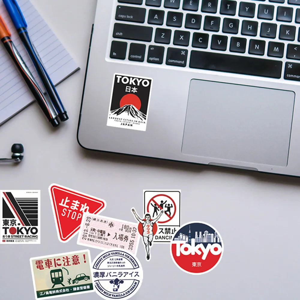 Japanese Stop Sign Logo Stickers