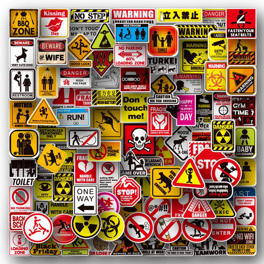 Cartoon Warning Stickers