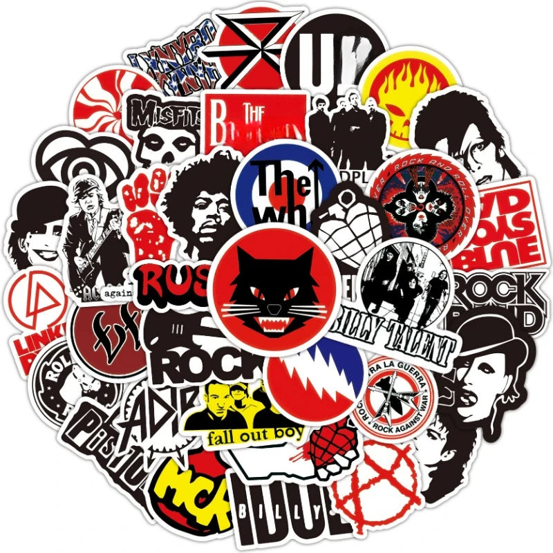Mixed Classic Rock Band Stickers